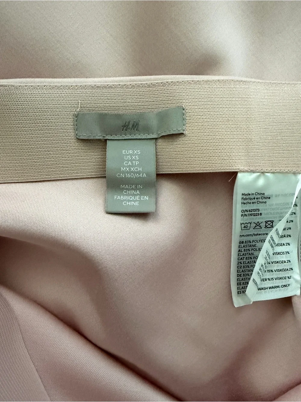 H&M Pink Satin Midi Skirt